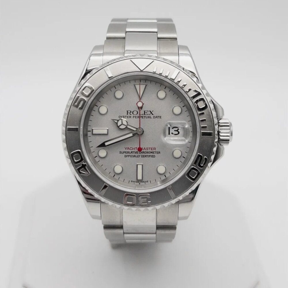 WOW New Condition Rolex Platinum Men's Yacht Master Watch Green Sticker - Picture 1 of 6